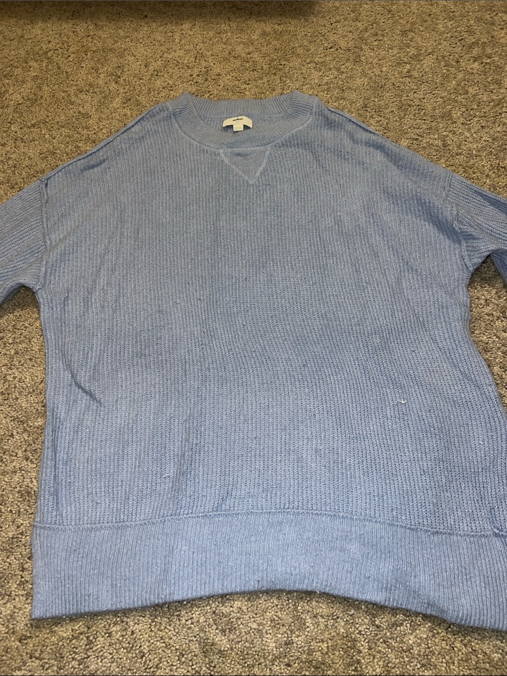 aerie Light Blue Crewneck Sweater - Cozy Ribbed Knit